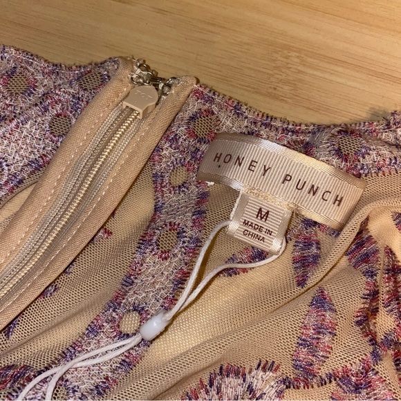 Honey Punch Beige Purple Floral Embroidered Long Sleeve V Neck Bodysuit - Picture 12 of 12